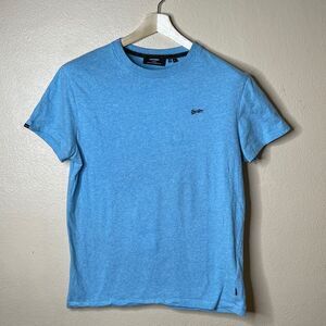 Superdry Men's Size Large Blue Organic Cotton Essential Micro Logo T Shirt